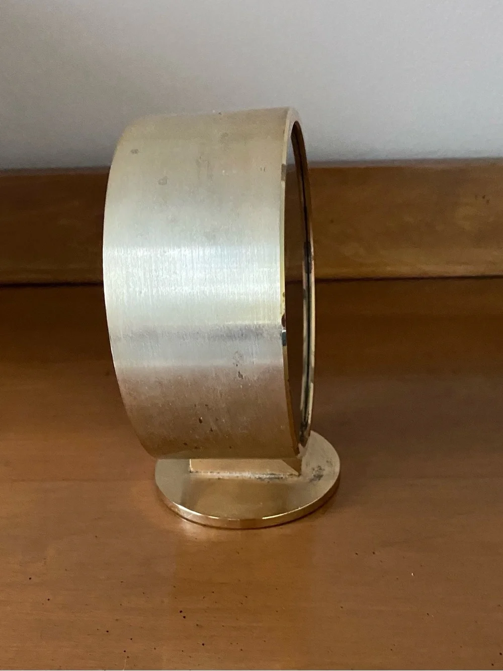 Vintage Howard Miller Brass Museum Desk Clock Quartz Round West Germany